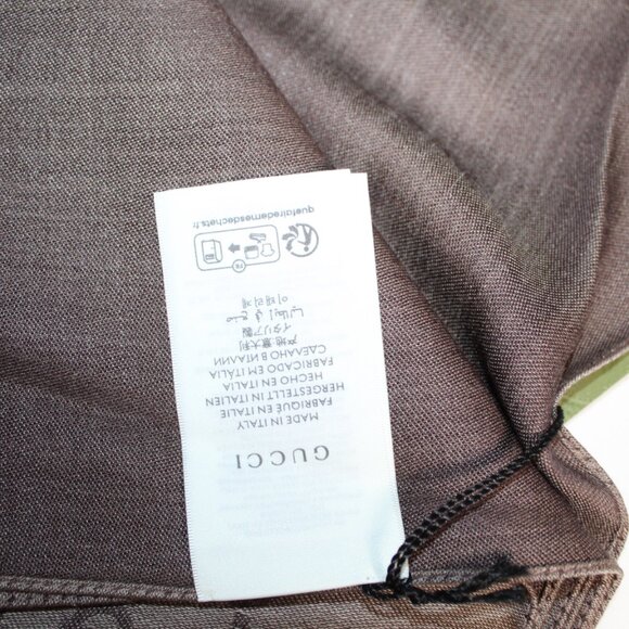 NWT GUCCI Brown Jacquard GG Wool Silk Scarf Unisex - Picture 4 of 7